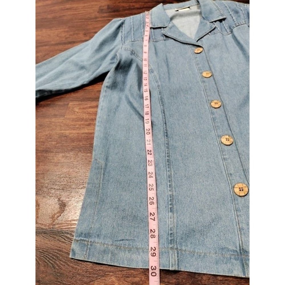 Vintage 80's Saint Germain Long Sleeve Notch Lapel Button Up Blue Denim Jacket M - Picture 14 of 16
